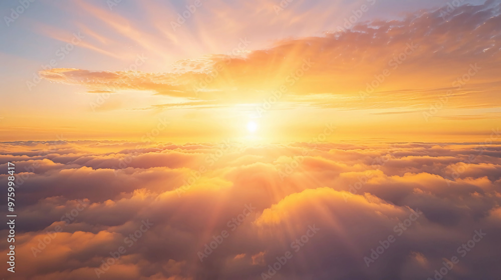 Sunrise Above Clouds with Radiant Golden Light Sunrise Above Clouds with Radiant Golden Light