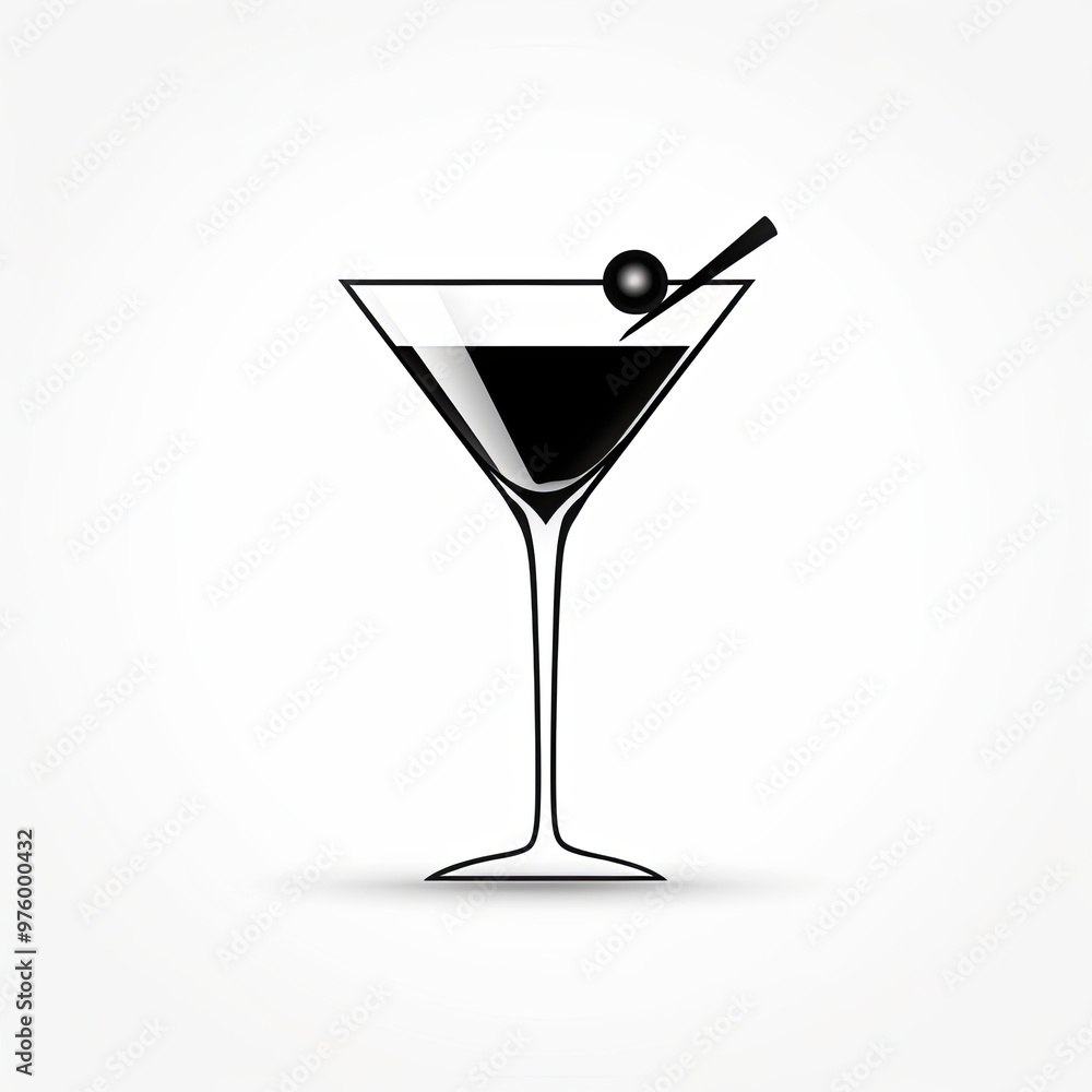 Cocktail day in black and white icon style on white background Cocktail day in black and white icon style on white background
