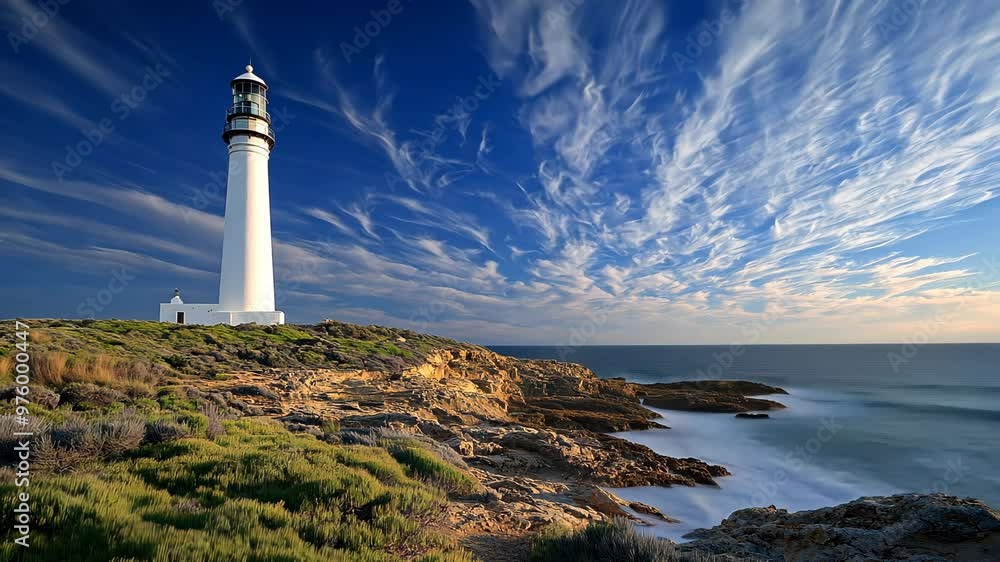 Exploring the stunning lighthouse at sunset on a rocky coastal landscape Exploring the stunning lighthouse at sunset on a rocky coastal landscape