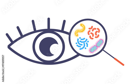 Eye infection research concept. Vector isolated graphic design illustration