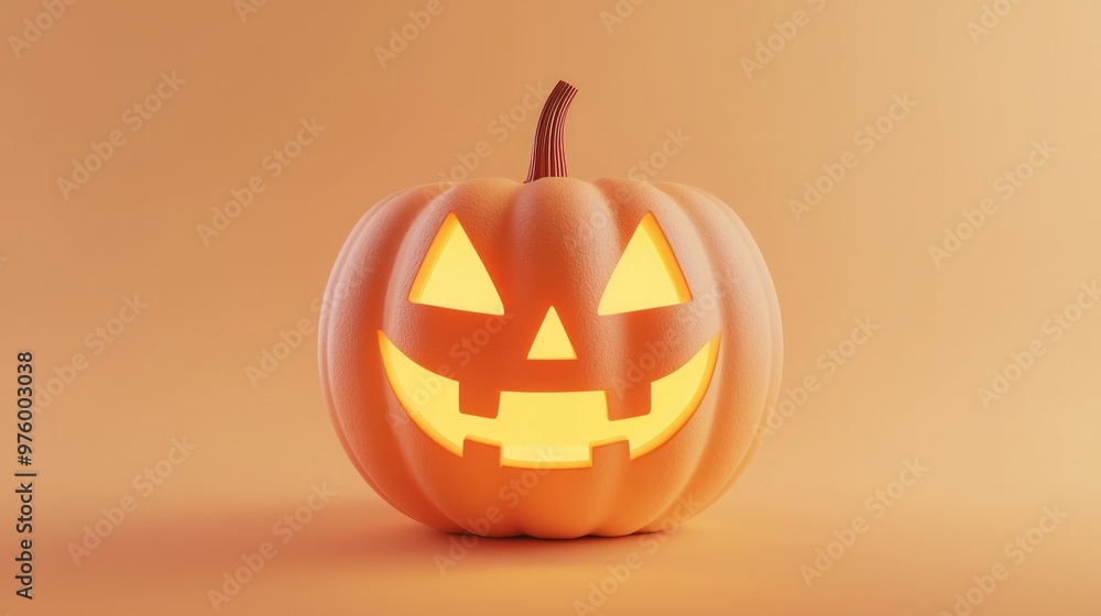 Glowing Jack-o'-Lantern with a Friendly Smile for Halloween Glowing Jack-o'-Lantern with a Friendly Smile for Halloween