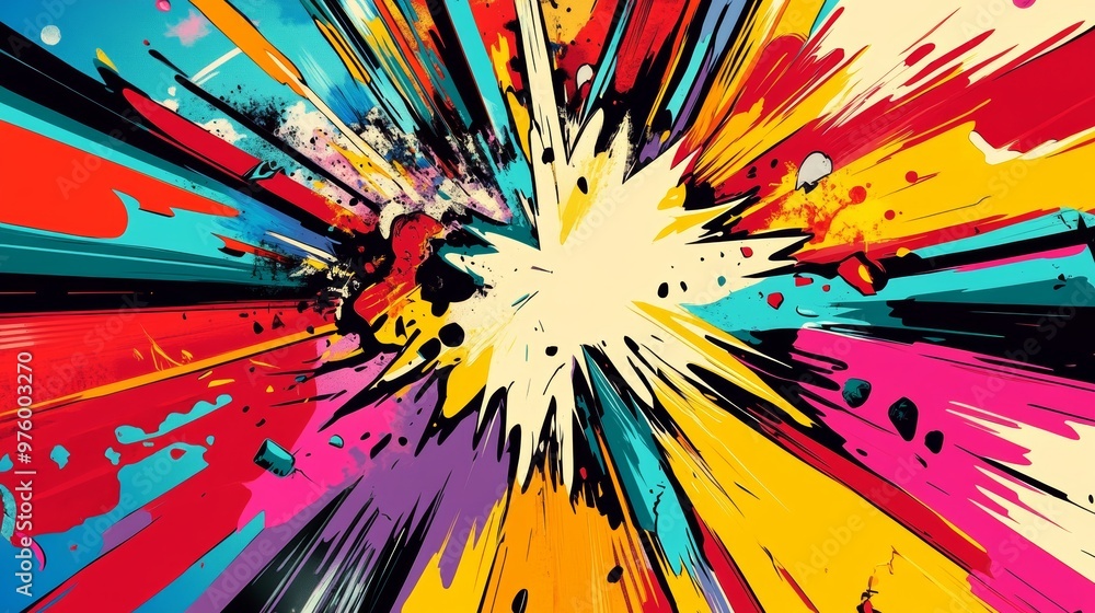 Explosive burst of colorful abstract paint splashes Explosive burst of colorful abstract paint splashes