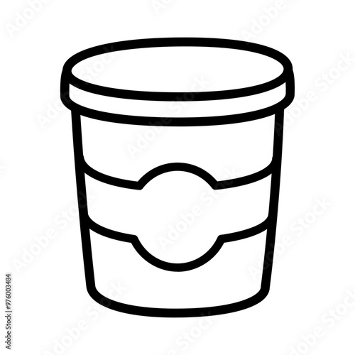 Hand drawn yogurt or sour cream container doodle line icon. Simple cartoon drawing, vector clip art illustration.