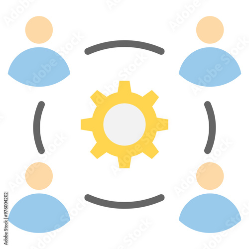Teamwork icon with flat style