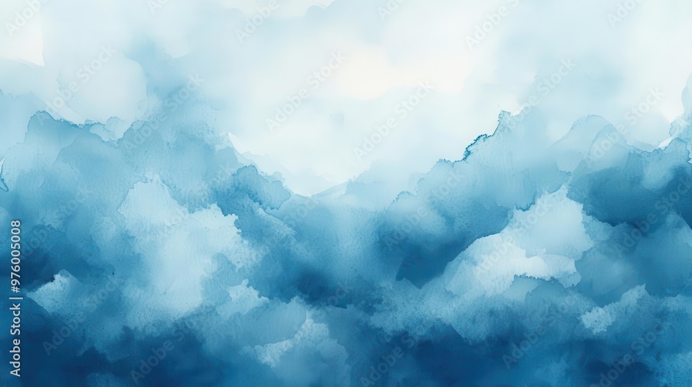 Fototapeta premium ethereal watercolor wash in various shades of blue creating a dreamy abstract cloudscape with subtle gradients and translucent layers