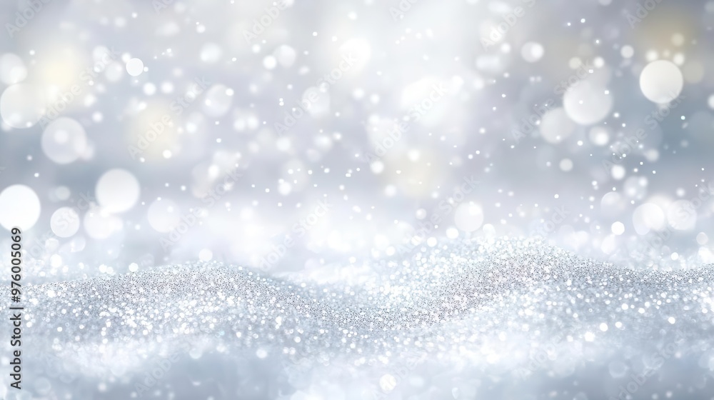 Fototapeta premium ethereal white glitter background with floating sparkles and bokeh effect soft focus creating dreamy romantic atmosphere perfect for celebrations