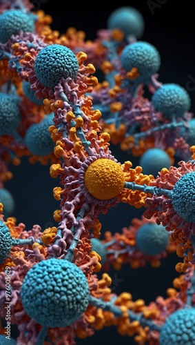 3D rendering of chromatin structure with histone modifications. photo