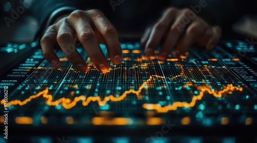 Businessman touch investment growth graph chart and analysing growth achievement diagram data trading and exchange, Stock market, Investment, Banking and dynamics of financial growth of business