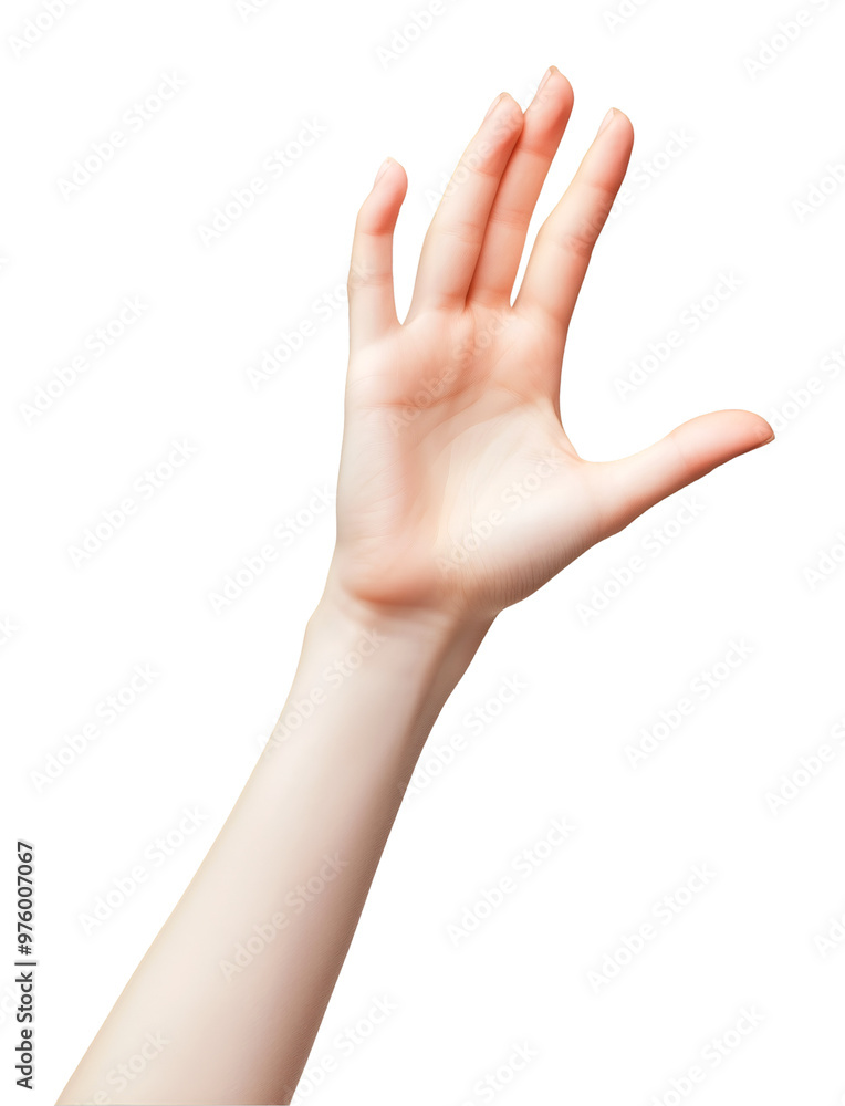 Female hand in expressive pose, slender fingers, smooth skin and elegant gesture, Cutout, Isolated on White Background Female hand in expressive pose, slender fingers, smooth skin and elegant gesture, Cutout, Isolated on White Background