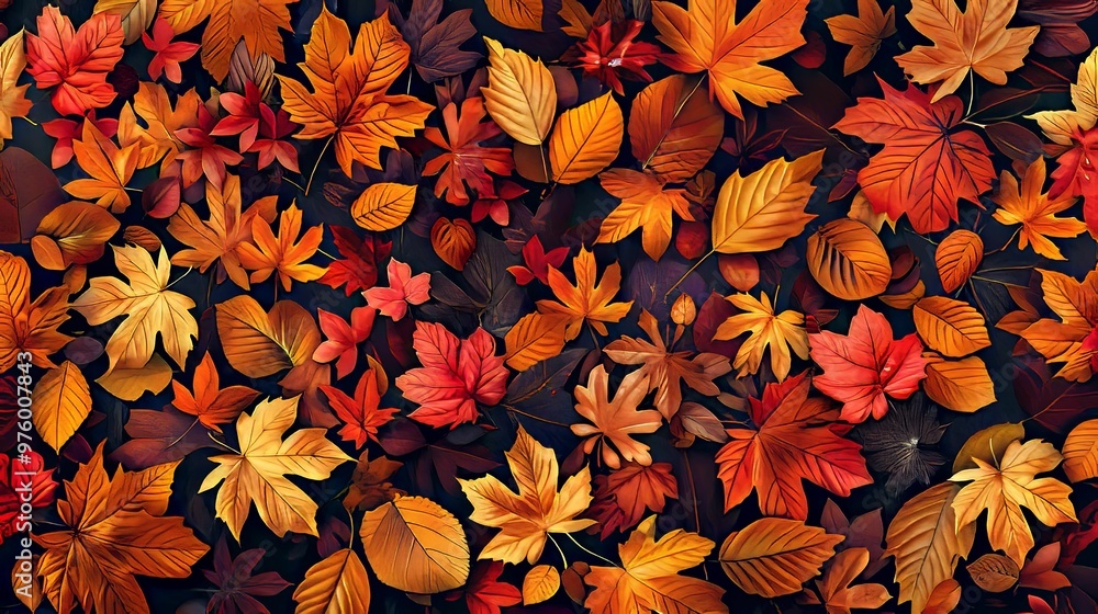 A vibrant collection of autumn leaves in various shades of red, orange, and yellow. A vibrant collection of autumn leaves in various shades of red, orange, and yellow.