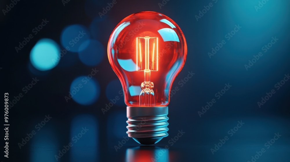 Red Light Bulb Idea Concept Innovation Inspiration Red Light Bulb Idea Concept Innovation Inspiration