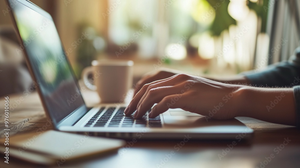 Person Typing on Laptop at Home Office Person Typing on Laptop at Home Office