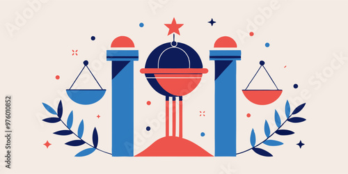 Abstract minimalist graphic celebrating constitution day with symbolic elements