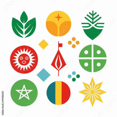 Ethiopian new year abstract minimalist icon set for cultural celebrations and design