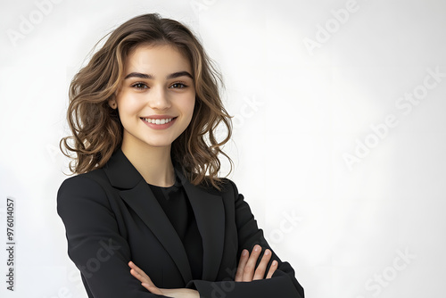 portrait of a smiling business woman over clear background photo