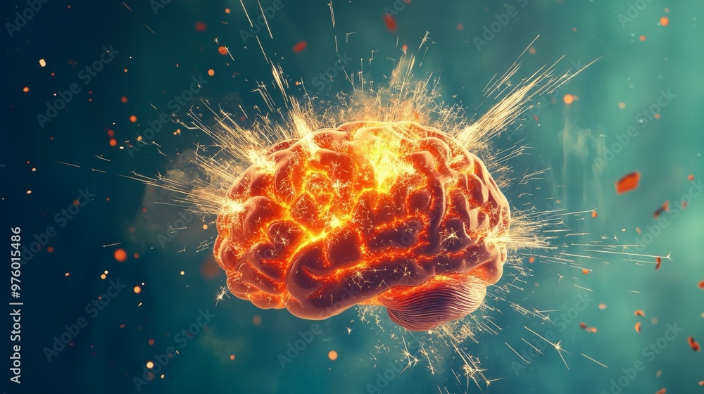 Exploding Brain Symbolizing Creative Energy Exploding Brain Symbolizing Creative Energy