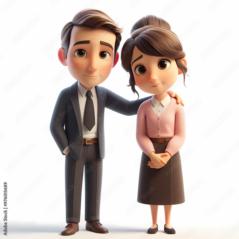 Compassion Caring Couple 3D Characters - Supportive Intergenerational Children's Book Illustration - Community Empathy Representation Compassion Caring Couple 3D Characters - Supportive Intergenerational Children's Book Illustration - Community Empathy Representation