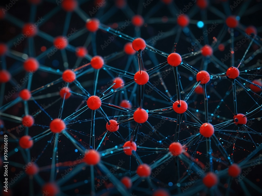 Abstract network connections with red and blue dots. Abstract network connections with red and blue dots.
