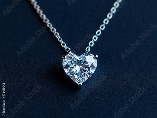 A heart-shaped diamond necklace isolated, the gemstone reflecting light with unmatched clarity heart-shaped necklace, gemstone, clarity photo