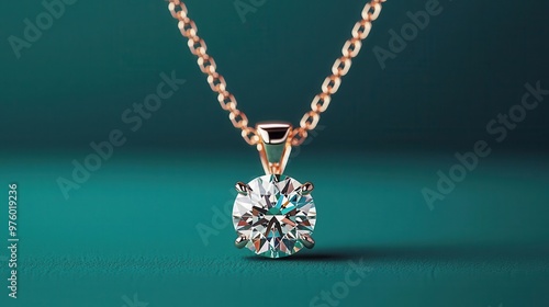 A solitaire round diamond pendant isolated, its brilliance and clarity emphasized against a neutral background round diamond, gemstone, clarity
