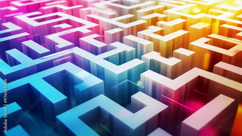 Creative business concept presented as a maze with different paths leading to success, strategy, problem solving in business Creative business concept presented as a maze with different paths leading to success, strategy, problem solving in business