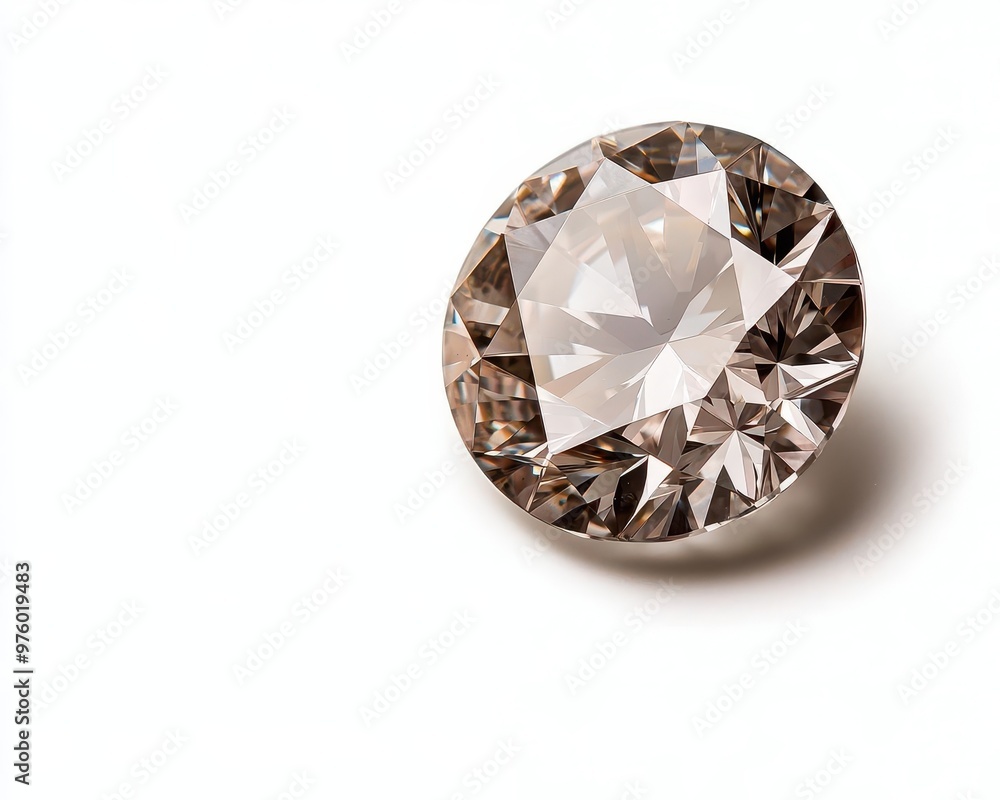 A loose round diamond isolated on a white background, its facets showing exceptional clarity loose diamond, gemstone, clarity A loose round diamond isolated on a white background, its facets showing exceptional clarity loose diamond, gemstone, clarity
