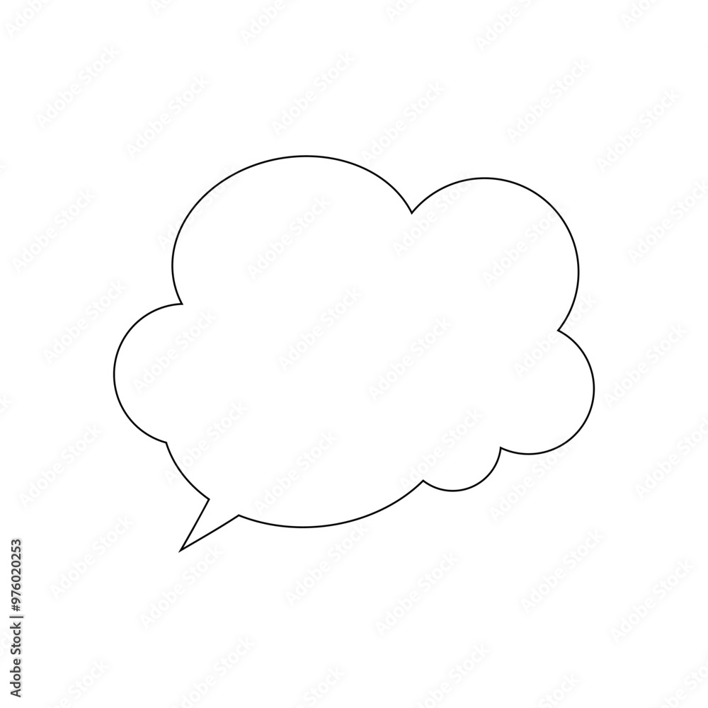 A bubble for speech, a cloud. Vector black and white contour, graphic illustration, hand-drawn. An empty dialog box for text, message, chat, comment, information. Design element, doodle, comic style A bubble for speech, a cloud. Vector black and white contour, graphic illustration, hand-drawn. An empty dialog box for text, message, chat, comment, information. Design element, doodle, comic style