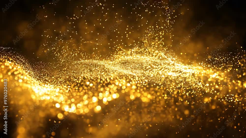 An abstract background of golden particles glimmers against a dark backdrop, capturing the ethereal beauty of light and texture, ideal for glamorous projects and celebrations. An abstract background of golden particles glimmers against a dark backdrop, capturing the ethereal beauty of light and texture, ideal for glamorous projects and celebrations.