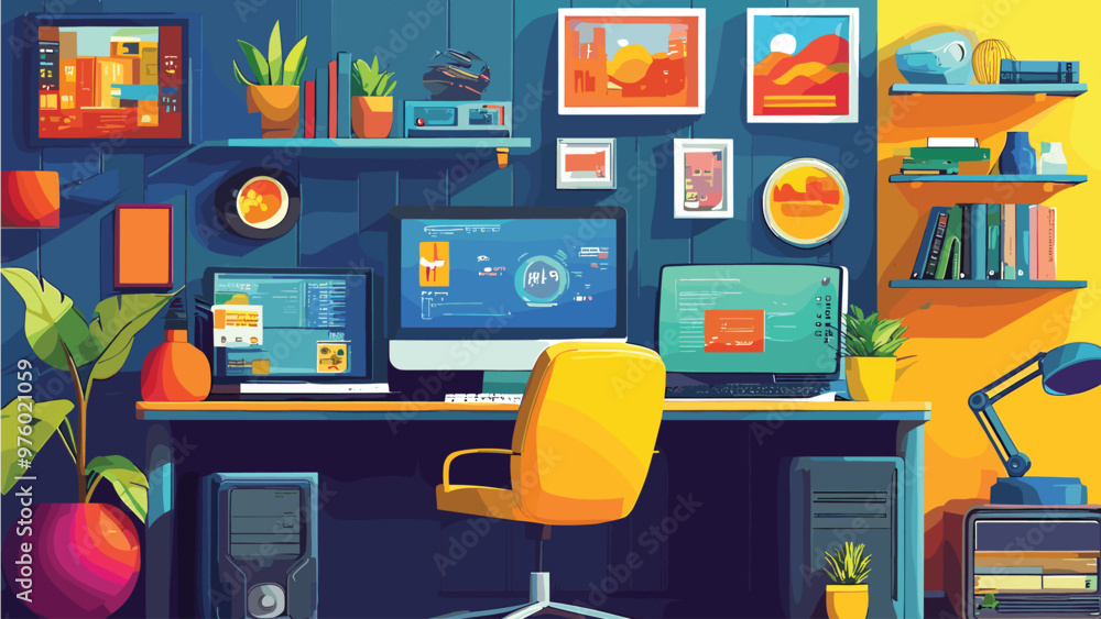 Advanced computer setup vector illustration image Advanced computer setup vector illustration image