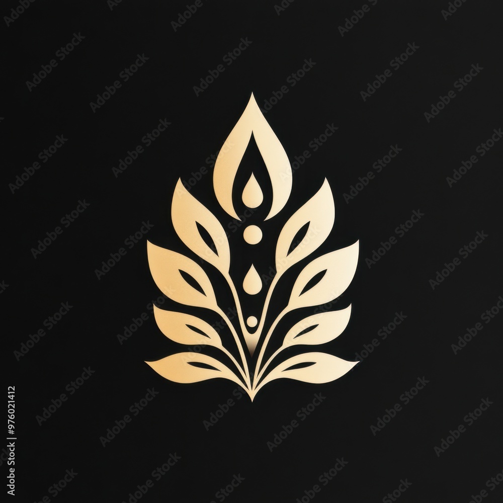 Elegant golden leaf design on a dark background, perfect for branding, nature themes, or minimalistic art. Elegant golden leaf design on a dark background, perfect for branding, nature themes, or minimalistic art.