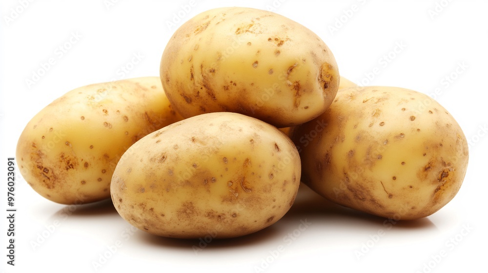Group of Raw Yellow Potatoes with Rough Skin Group of Raw Yellow Potatoes with Rough Skin