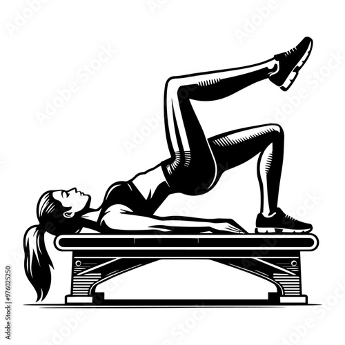 Glute bridges exercise vector icon illustration.