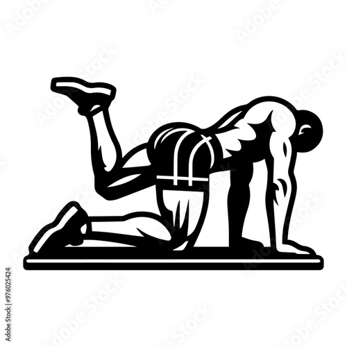 Man glute bridges exercise vector icon illustration.