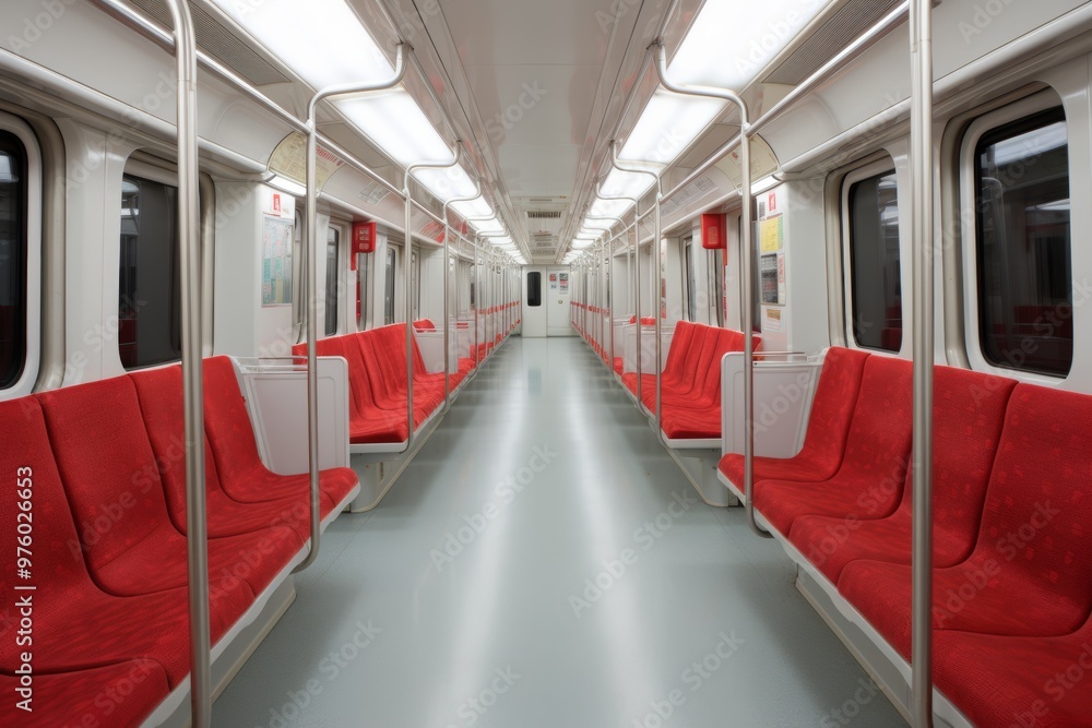 Sleek and modern minimalist public transport an empty tram showcasing simple design elements Sleek and modern minimalist public transport an empty tram showcasing simple design elements