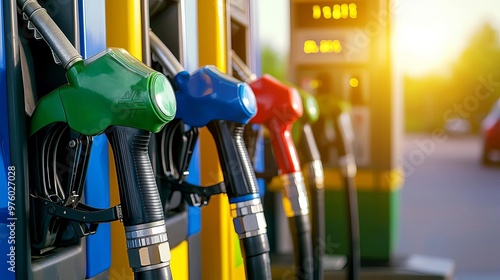 Rising prices of fuel shown with a gas pump and increasing price digits drivers with serious expressions at a gas station
