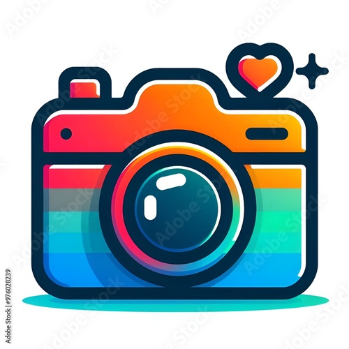 photo icon vector, digital photo camera illustration