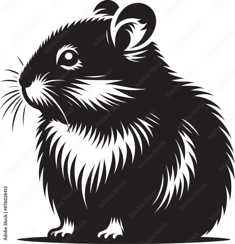 Cute little hamster Silhouette vector illustration isolated on a white background Cute little hamster Silhouette vector illustration isolated on a white background