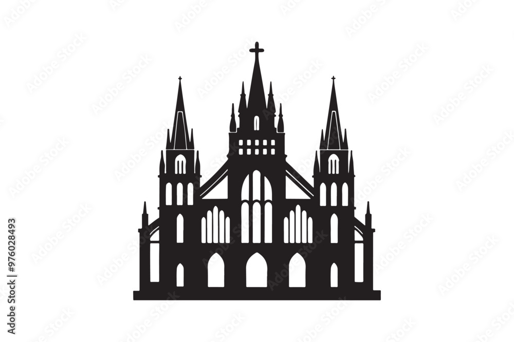 Fototapeta premium Cathedral silhouette vector illustration, Cathedral silhouette vector, Cathedral silhouette PNG