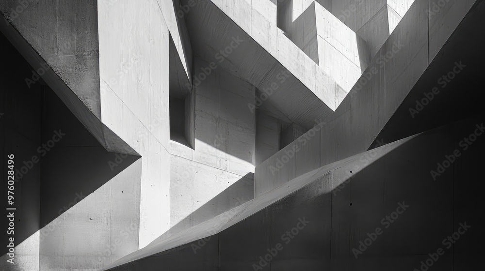 Cascading geometric shapes, each casting sharp, dynamic shadows on a smooth surface. Cascading geometric shapes, each casting sharp, dynamic shadows on a smooth surface.
