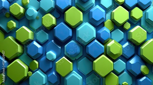 Wallpaper Mural Abstract background of blue and green hexagonal shapes. Torontodigital.ca