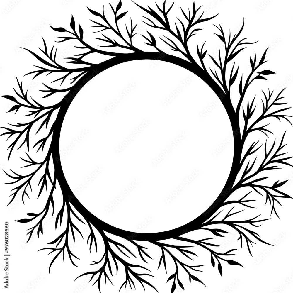 Obraz premium Branches Around the Empty Space Vector - Elegant Vector Art for Creative Projects
