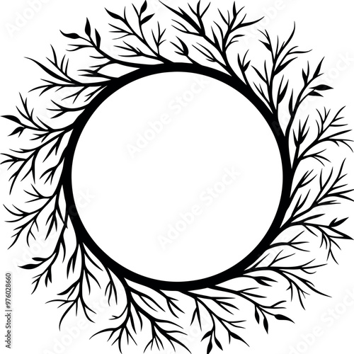 Branches Around the Empty Space Vector - Elegant Vector Art for Creative Projects