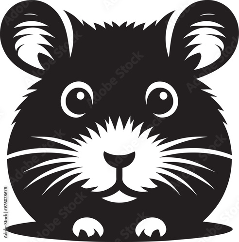 Cute little hamster Silhouette vector illustration isolated on a white background