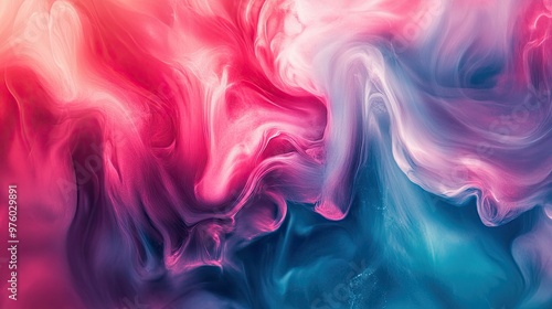 Abstract colorful swirl pattern with pink, white, and blue tones.