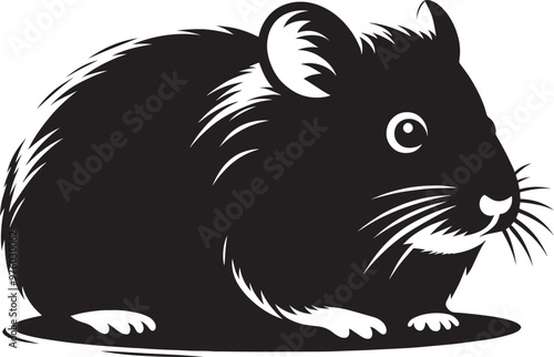 Cute little hamster Silhouette vector illustration isolated on a white background