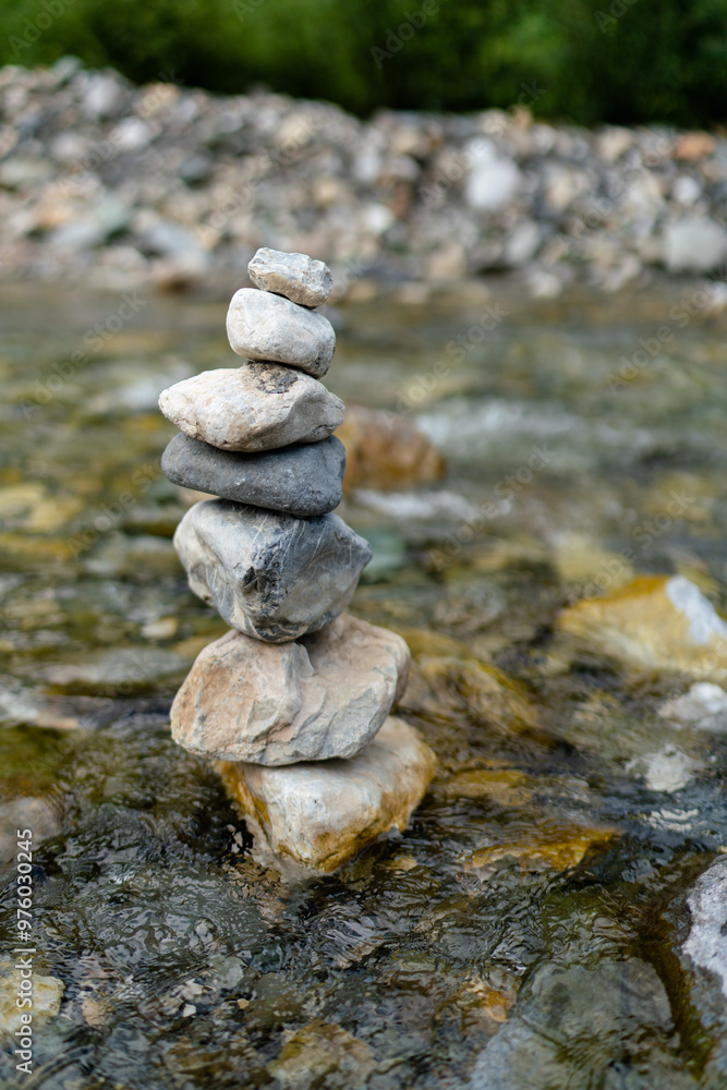 Tower of stones placed one above the other as a symbol of balance - Austria - Kitzbuhel Tower of stones placed one above the other as a symbol of balance - Austria - Kitzbuhel