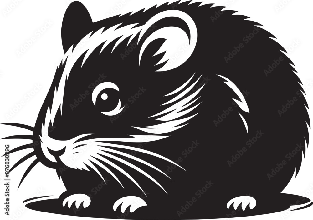 Cute little hamster Silhouette vector illustration isolated on a white background Cute little hamster Silhouette vector illustration isolated on a white background