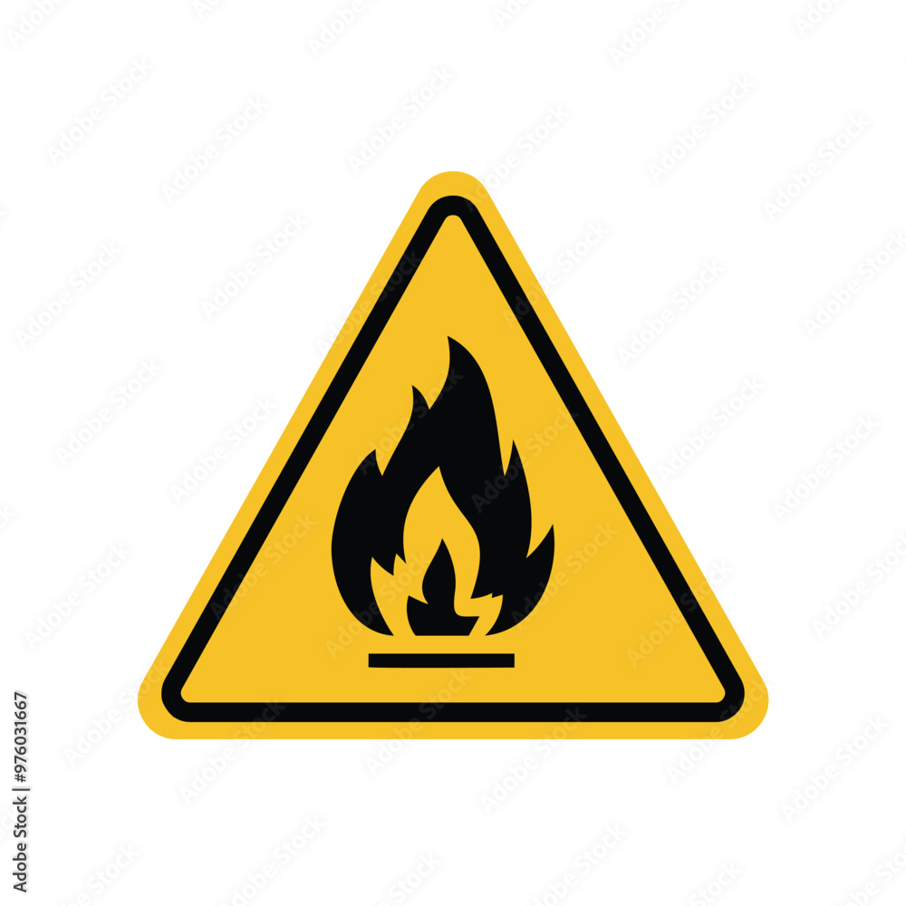 flammable substance sign on yellow triangle board. Suitable for posters and web icons flammable substance sign on yellow triangle board. Suitable for posters and web icons