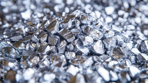 Close-up of Zirconium Metal Chunks Showing Details of Its Unique Properties and Texture photo