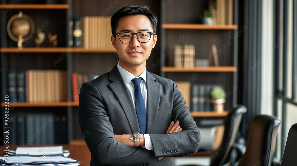Confident Asian Lawyer in a Modern Legal Consulting Office Confident Asian Lawyer in a Modern Legal Consulting Office